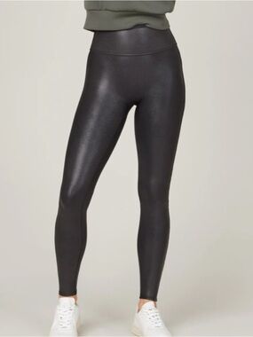 SPANX Black High-Rise Faux-Leather Leggings
